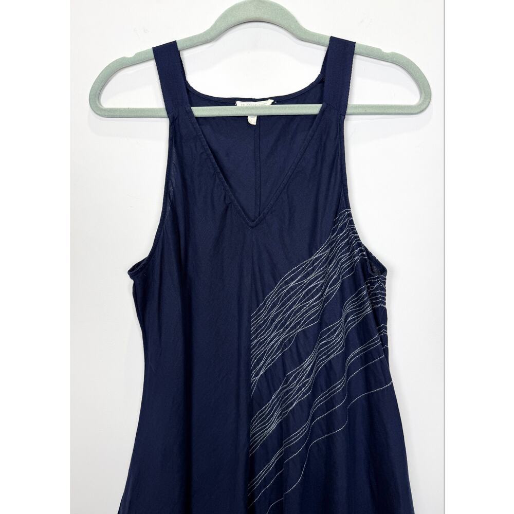 Eileen Fisher Irish Linen Asymmetric Handkerchief Hem Dress Blue Large Lagenlook - Picture 4 of 11